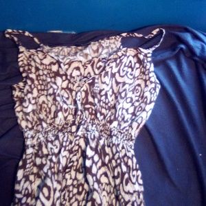 Brown and white pattern dress